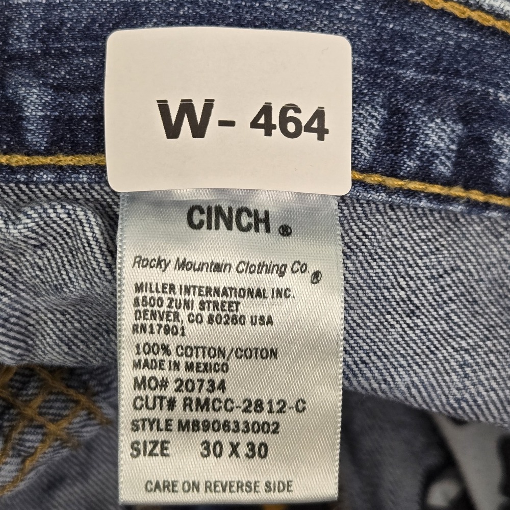 Cinch Men Jeans 30X30 Blue Denim Black Label 002 Rigid Cowboy Taper 28" Inseam - Picture 2 of 11